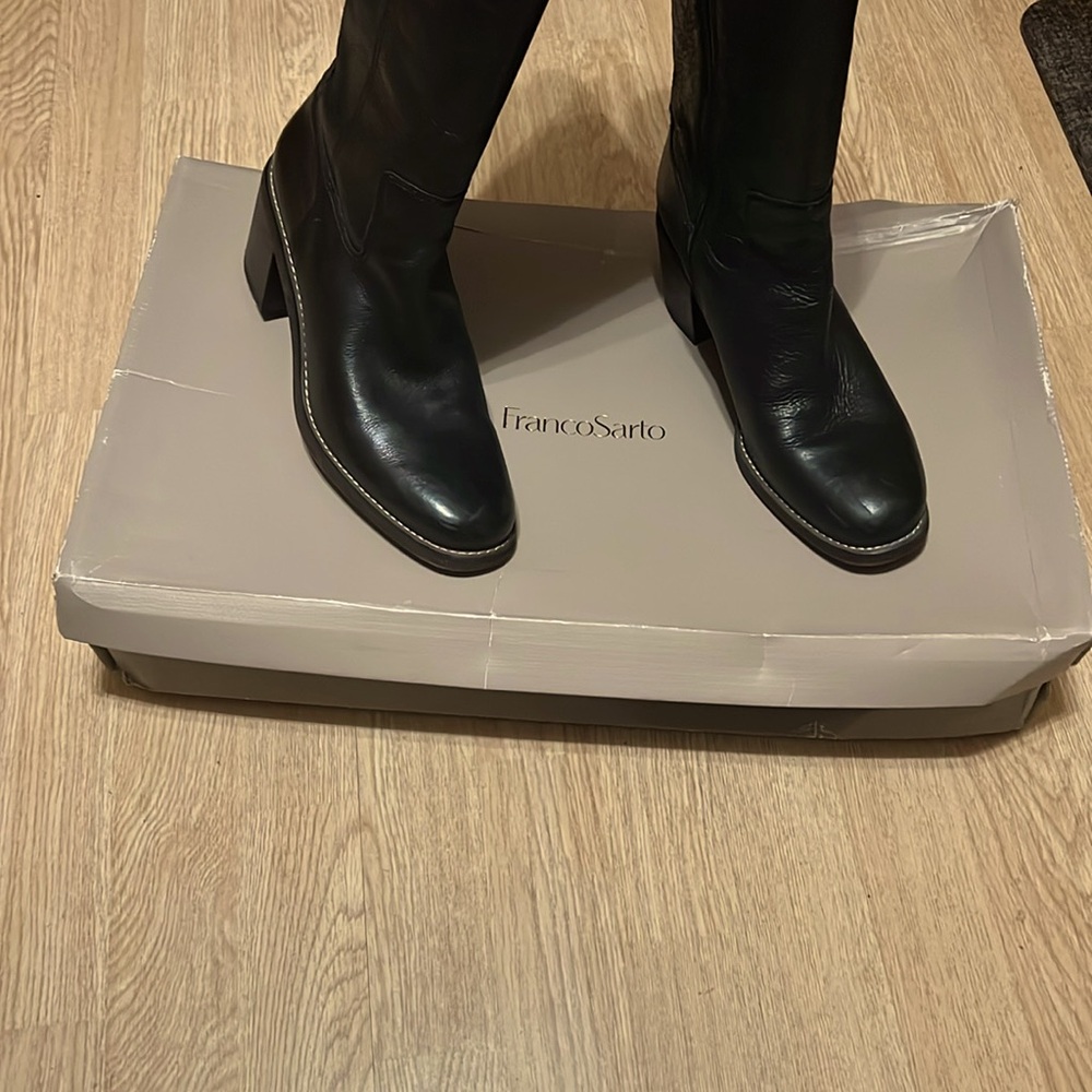 Franco Sarto Black Leather Knee-High Boots - Size 10 - Picture 10 of 10